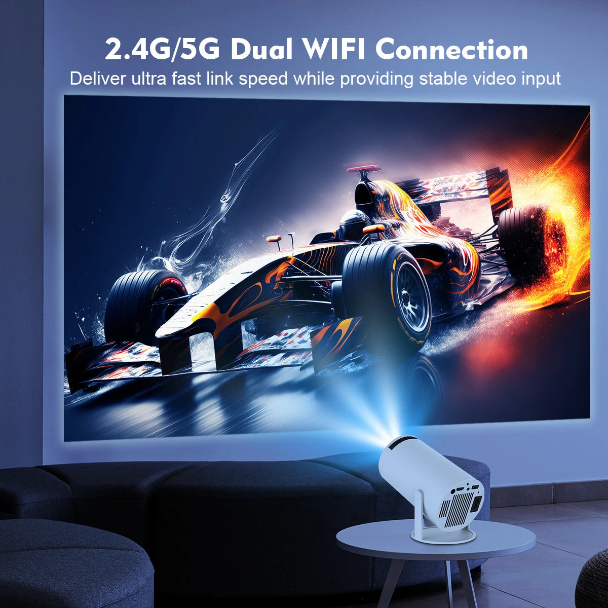 MAGCUBIC HY300 Pro Smart Projector – Android TV, WiFi, Bluetooth, 1080p Supported, Portable Mini Projector for Home Theater & Bedroom